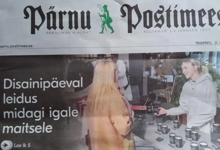Pärnu Disaini Päeval 18.11.2023. Ületasime uudiskünnise. Anette Pärnu Postimehe esikaanel.