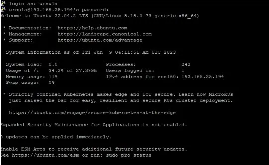 Sisselogimisvaade Ubuntusse